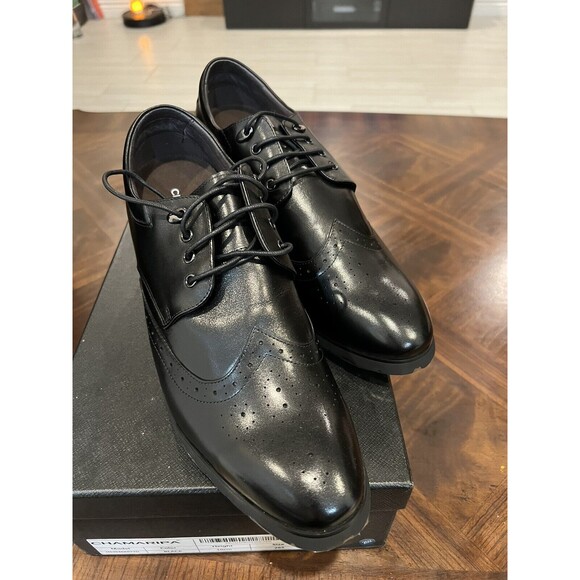 CHAMARIPA Elevator Shoes For Men Black Oxford Dress height heels Shoes 10cm